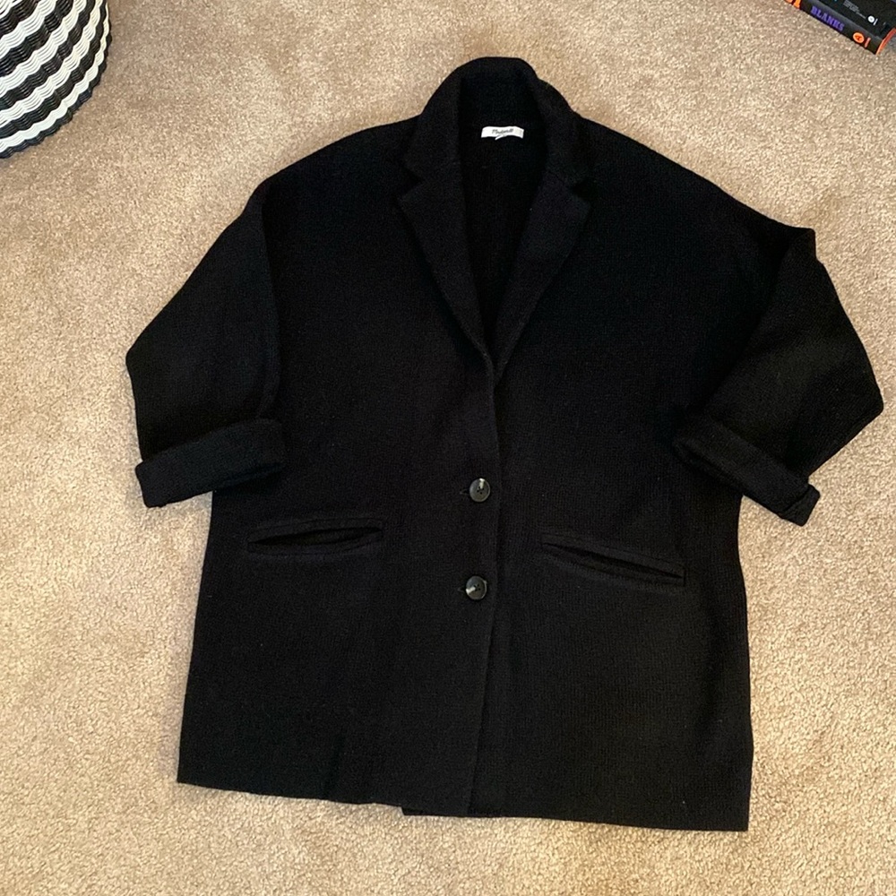 Madewell Black Wool Blend Boyfriend Blazer